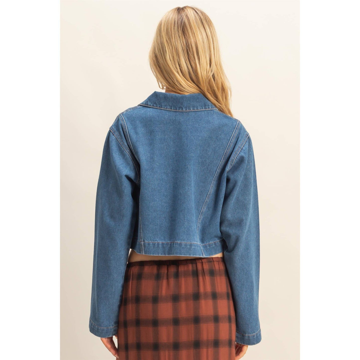 Don't Look Back Cropped Denim Top