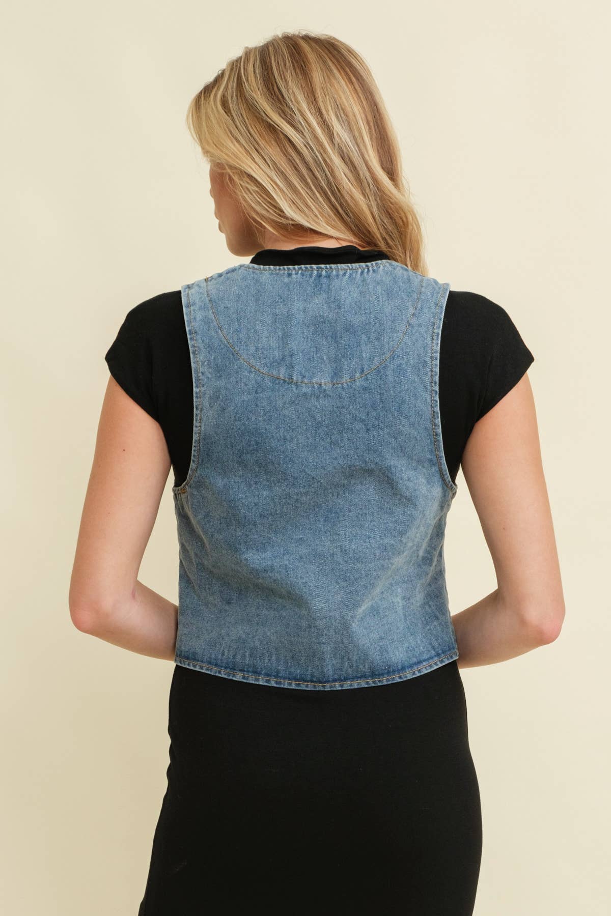 She Wore Blue Denim Vest