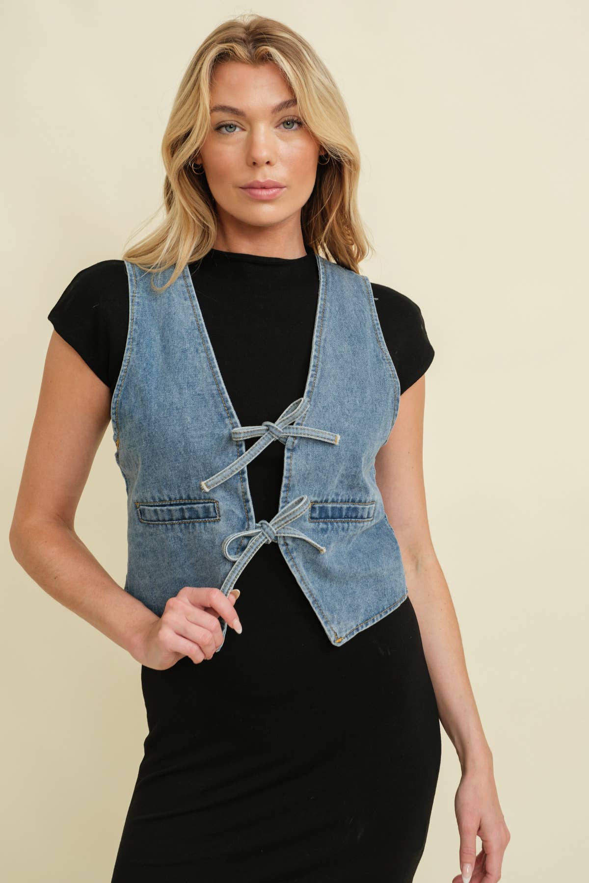 She Wore Blue Denim Vest