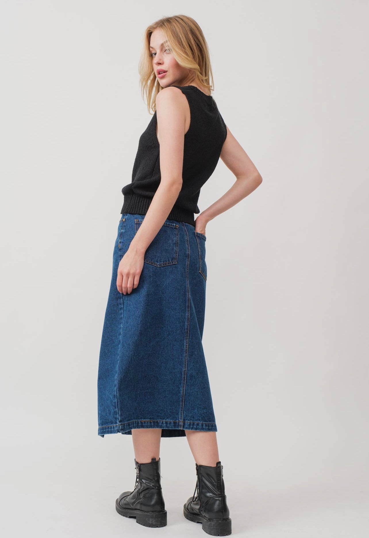 Paint it Denim MIDI Skirt