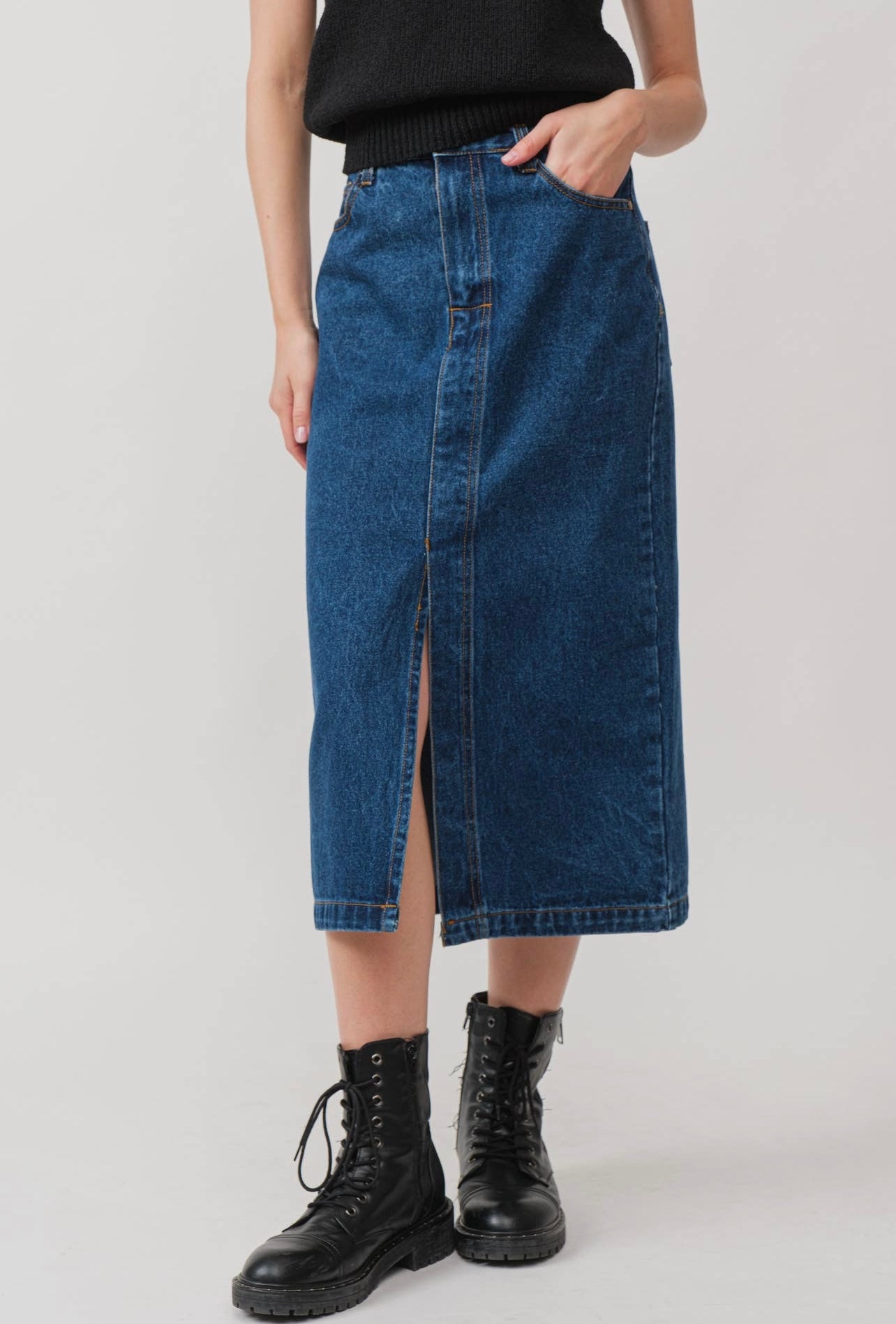 Paint it Denim MIDI Skirt