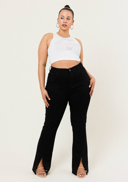 Front Slit Bootcut Jeans in Plus