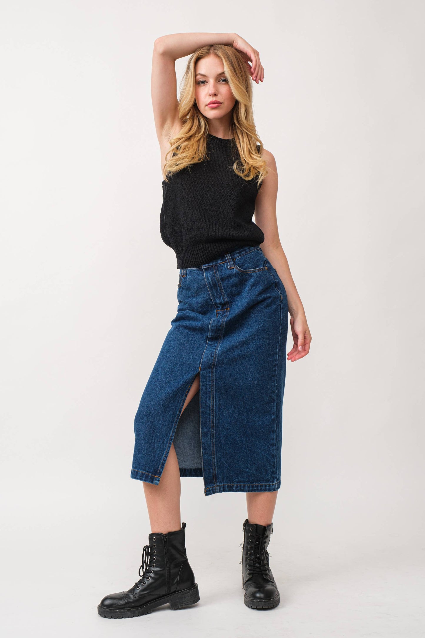 Paint it Denim MIDI Skirt